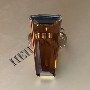 Heidi Daus Trapezoid Crystal Statement Ring Smoky Topaz SZ 9